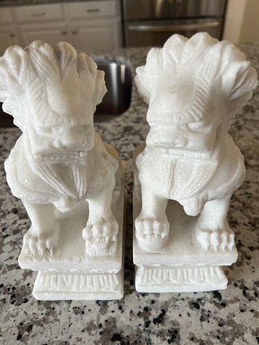 Pair old handmade foo dogs - of,